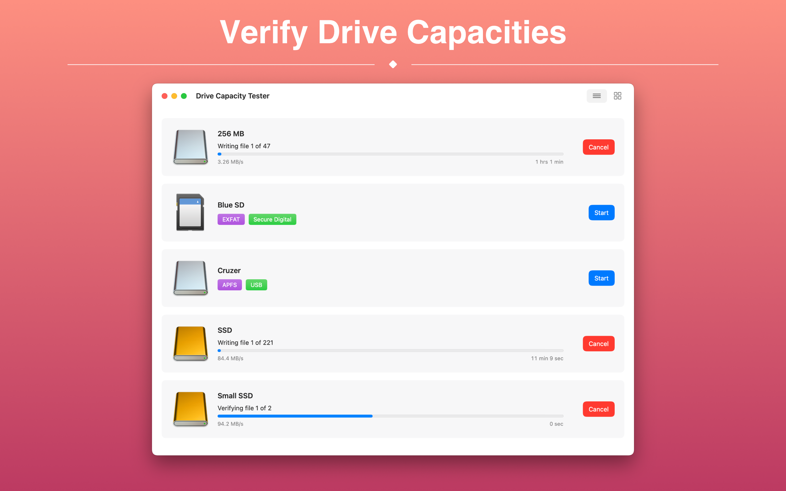 Drive Capacity Tester Screenshot